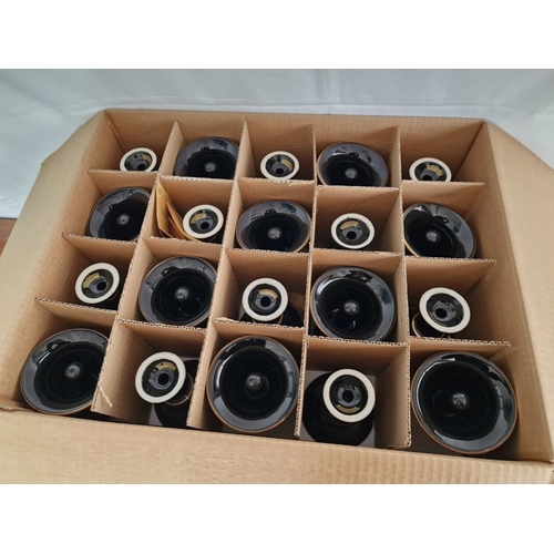 95 - Box of 30 x 'Cup of Pythagoras', Decorative Black Porcelain White Goblets with Gold Tone Greek Decor... 