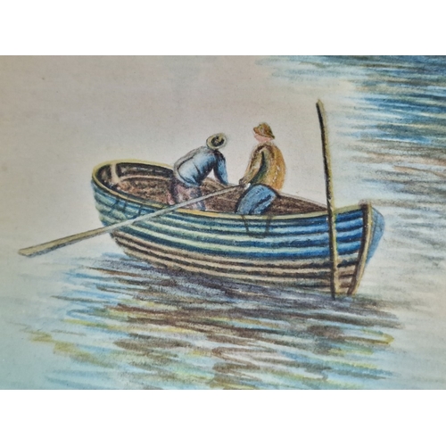 615D - Pair of Original Framed Water Colour Paintings of Sail Boats and Rowing Boats at Sea, Unknown Artist... 