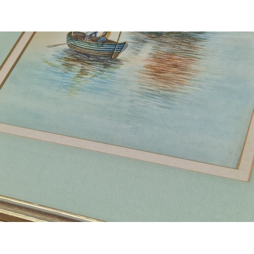 615D - Pair of Original Framed Water Colour Paintings of Sail Boats and Rowing Boats at Sea, Unknown Artist... 