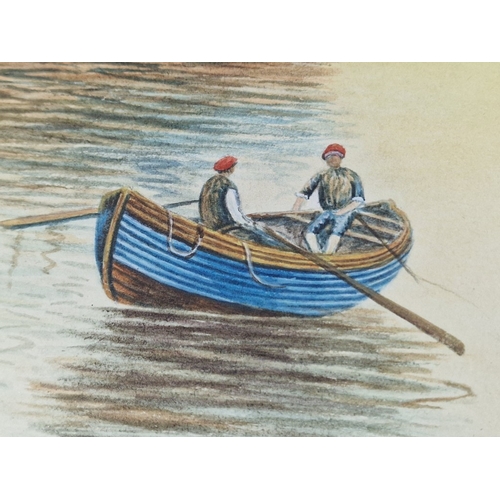 615D - Pair of Original Framed Water Colour Paintings of Sail Boats and Rowing Boats at Sea, Unknown Artist... 