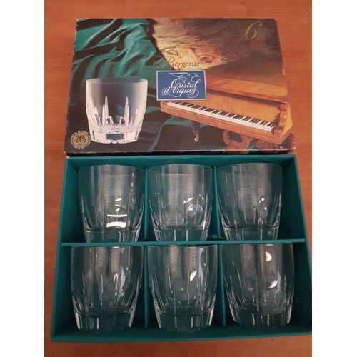 622D - Set of 'Bergerac' d'Arques Crystal Tumblers (Whisky Glasses), Original Box.  (6)