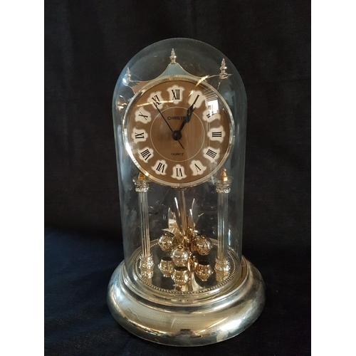 625D - 'Christin' Gold-Toned Quartz Anniversary Clock with Glass Dome, Roman Numeral on Face and Gold- Colo... 