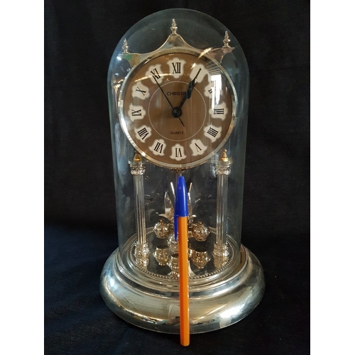 625D - 'Christin' Gold-Toned Quartz Anniversary Clock with Glass Dome, Roman Numeral on Face and Gold- Colo... 