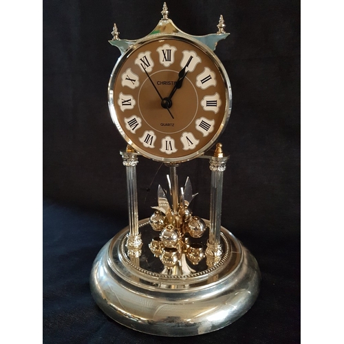 625D - 'Christin' Gold-Toned Quartz Anniversary Clock with Glass Dome, Roman Numeral on Face and Gold- Colo... 