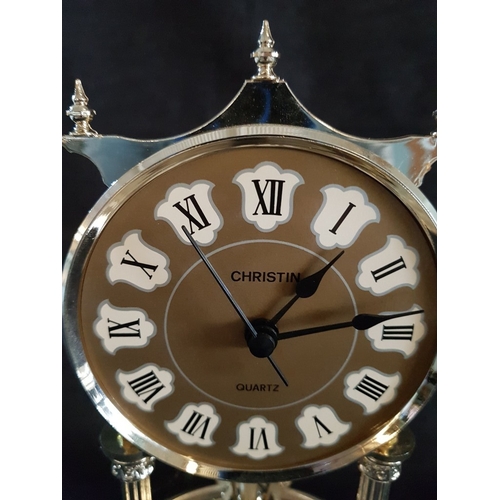 625D - 'Christin' Gold-Toned Quartz Anniversary Clock with Glass Dome, Roman Numeral on Face and Gold- Colo... 