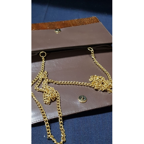 629D - 2x Vintage Snakeskin Clutch Handbags with Gold-Tone Hardware, One with Matching Wallet, A/F. (3)