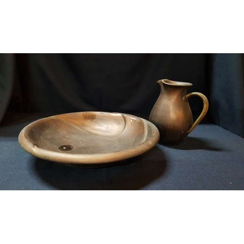 634D - Hand Craft Ancient Style with Copper Effect, Jug (Approx. H: 19cm) with Wash Bowl (Approx. Ø: 19cm),... 