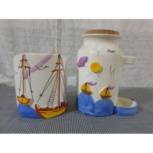643D - 2 x Hand Painted Ceramic Souvenirs From Crete. A/F.