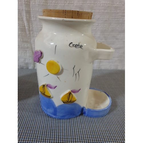 643D - 2 x Hand Painted Ceramic Souvenirs From Crete. A/F.