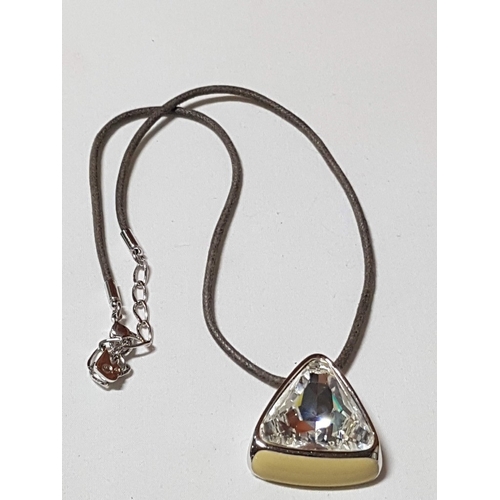 663D - Impressive Swarovski (Hallmark) Crystal And Enamel Pendant on Leather Rope.
