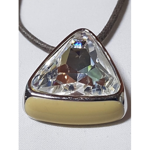 663D - Impressive Swarovski (Hallmark) Crystal And Enamel Pendant on Leather Rope.
