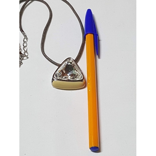 663D - Impressive Swarovski (Hallmark) Crystal And Enamel Pendant on Leather Rope.