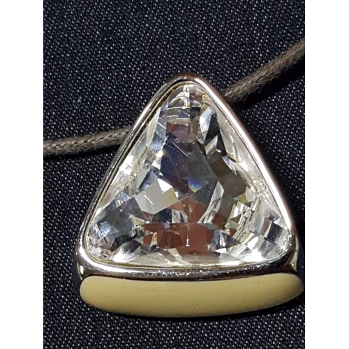 663D - Impressive Swarovski (Hallmark) Crystal And Enamel Pendant on Leather Rope.