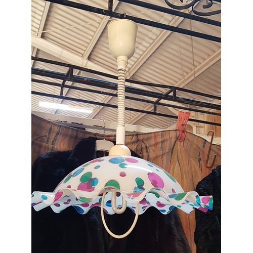 672D - Retro, Colorful Fiberglass Hanging Light (Adjustable - On a Spring), Untested.