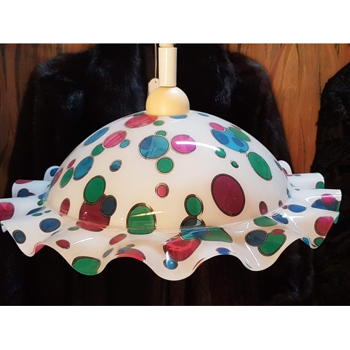 672D - Retro, Colorful Fiberglass Hanging Light (Adjustable - On a Spring), Untested.