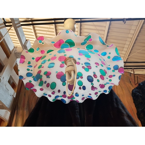 672D - Retro, Colorful Fiberglass Hanging Light (Adjustable - On a Spring), Untested.