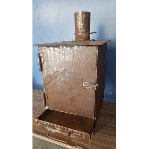 677D - Rustic / Vintage, Classic Metal Wood-Burning Stove (Approx. 40cm x 50cm x 60cm), Together Pipes - Ch... 