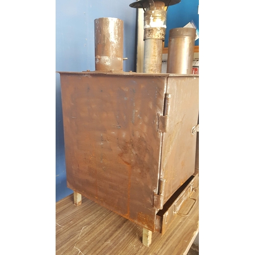 677D - Rustic / Vintage, Classic Metal Wood-Burning Stove (Approx. 40cm x 50cm x 60cm), Together Pipes - Ch... 