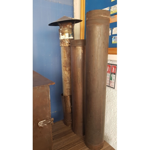 677D - Rustic / Vintage, Classic Metal Wood-Burning Stove (Approx. 40cm x 50cm x 60cm), Together Pipes - Ch... 