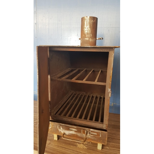 677D - Rustic / Vintage, Classic Metal Wood-Burning Stove (Approx. 40cm x 50cm x 60cm), Together Pipes - Ch... 