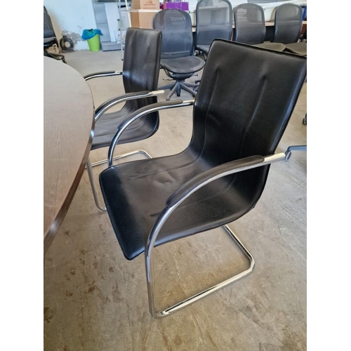 680D - Dark Wood Effect Office Desk with Bow Front and Right Side Extension with 3-Drawers, (Approx. 180 x ... 