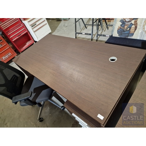 681D - Modern Wenge Colour Rectangular Office Desk, Together with 4-Drawer Pedestal / Drawer Unit and Black... 