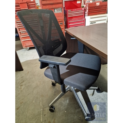 681D - Modern Wenge Colour Rectangular Office Desk, Together with 4-Drawer Pedestal / Drawer Unit and Black... 