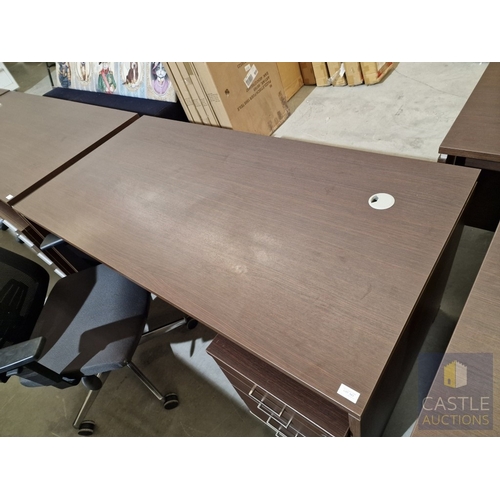 683D - Modern Wenge Colour Rectangular Office Desk, Together with 4-Drawer Pedestal / Drawer Unit and Black... 