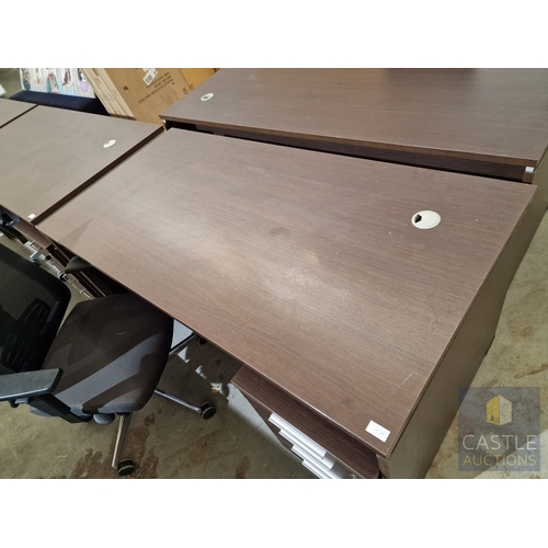 684D - Modern Wenge Colour Rectangular Office Desk, Together with 4-Drawer Pedestal / Drawer Unit and Black... 