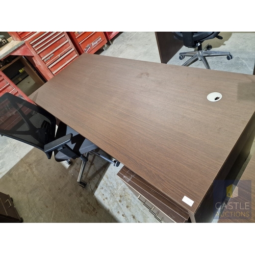 685D - Modern Wenge Colour Rectangular Office Desk, Together with 4-Drawer Pedestal / Drawer Unit and Black... 