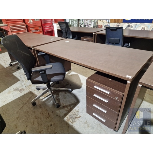 686D - Modern Wenge Colour Rectangular Office Desk, Together with 4-Drawer Pedestal / Drawer Unit and Black... 