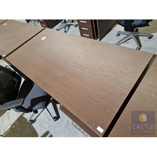 687D - Modern Wenge Colour Rectangular Office Desk, Together with 4-Drawer Pedestal / Drawer Unit and Black... 