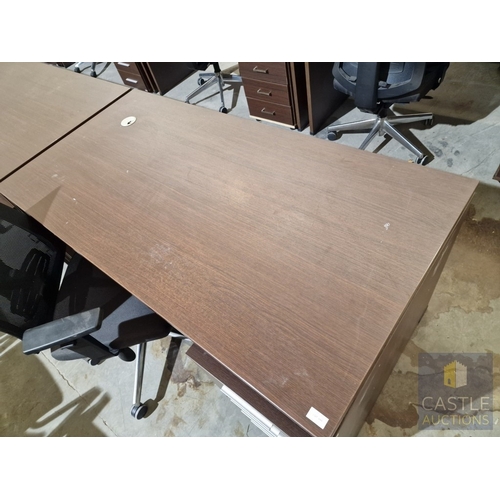 688D - Modern Wenge Colour Rectangular Office Desk, Together with 4-Drawer Pedestal / Drawer Unit and Black... 