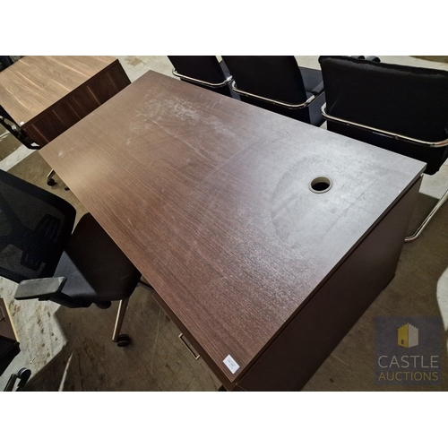 692D - Modern Wenge Colour Rectangular Office Desk, Together with 4-Drawer Pedestal / Drawer Unit and Black... 