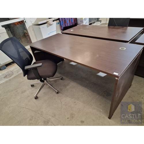 693D - Modern Wenge Colour Rectangular Office Desk, Together Black Colour Office Chair, (Approx. 180 x 80cm... 