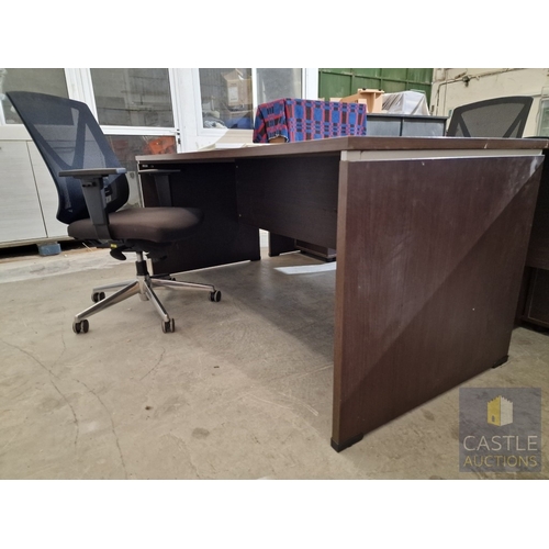 693D - Modern Wenge Colour Rectangular Office Desk, Together Black Colour Office Chair, (Approx. 180 x 80cm... 