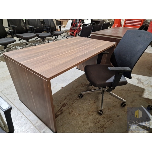 694D - Modern Walnut Colour Rectangular Office Desk, Together with Black Colour Office Chair, (Approx. 140 ... 