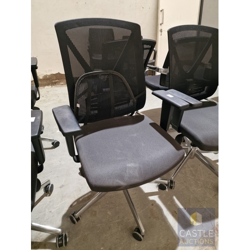 703D - Black Colour Office Swivel Chair (Fabric Seat with Mesh Back Rets), with Adjustable Height, Angle & ... 