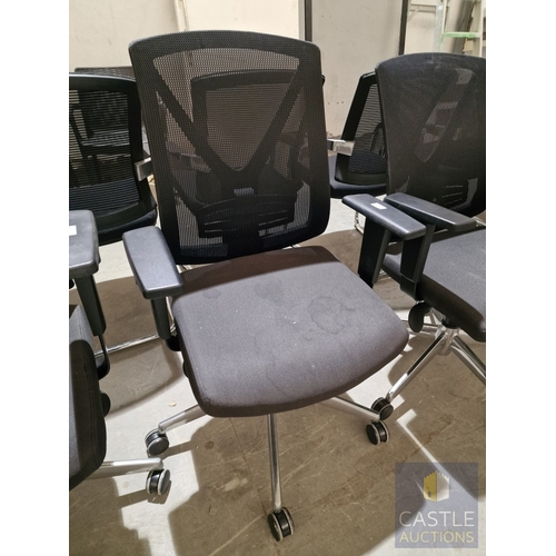 705D - Black Colour Office Swivel Chair (Fabric Seat with Mesh Back Rets), with Adjustable Height, Angle & ... 