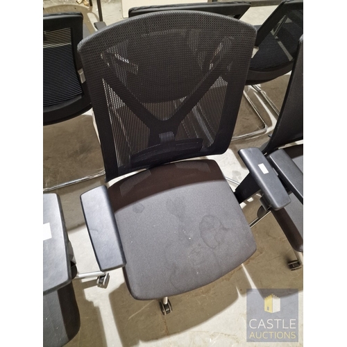 705D - Black Colour Office Swivel Chair (Fabric Seat with Mesh Back Rets), with Adjustable Height, Angle & ... 