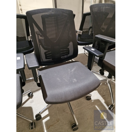 706D - Black Colour Office Swivel Chair (Fabric Seat with Mesh Back Rets), with Adjustable Height, Angle & ... 