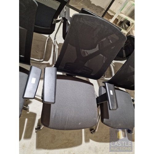 707D - Black Colour Office Swivel Chair (Fabric Seat with Mesh Back Rets), with Adjustable Height, Angle & ... 