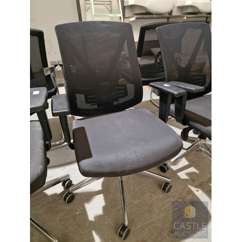 708D - Black Colour Office Swivel Chair (Fabric Seat with Mesh Back Rets), with Adjustable Height, Angle & ... 