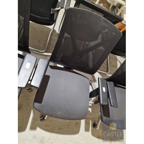 708D - Black Colour Office Swivel Chair (Fabric Seat with Mesh Back Rets), with Adjustable Height, Angle & ... 