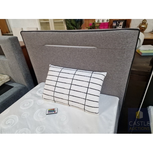 81 - Modern Single Bed with Box Sprung Base and Mattress, (Approx. 90 x 200cm), with Grey Fabric Surround... 