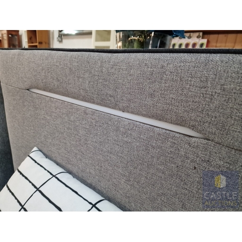 81 - Modern Single Bed with Box Sprung Base and Mattress, (Approx. 90 x 200cm), with Grey Fabric Surround... 
