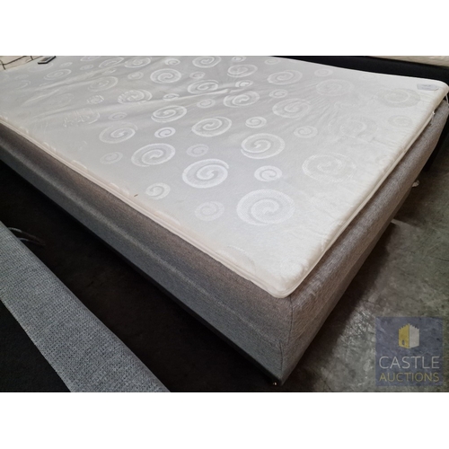 81 - Modern Single Bed with Box Sprung Base and Mattress, (Approx. 90 x 200cm), with Grey Fabric Surround... 