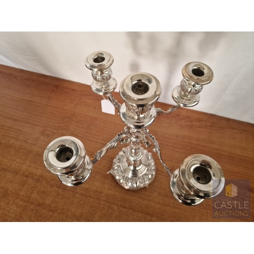 102 - Beautiful Baroque Style Cypriot Silver 5-Arm / 5-Candle Candelabra with Central Column and 4 Branchi... 