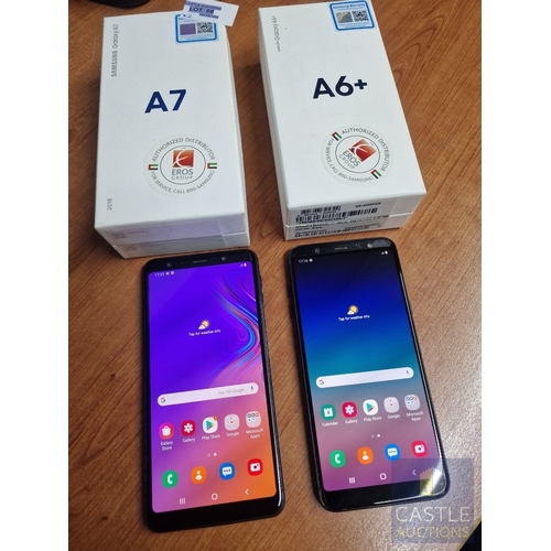 66 - 2 x Samsung Mobile Phones; Galaxy A7 and Galaxy A6+, * Both Tested and Working, Both A/F, One Screen... 