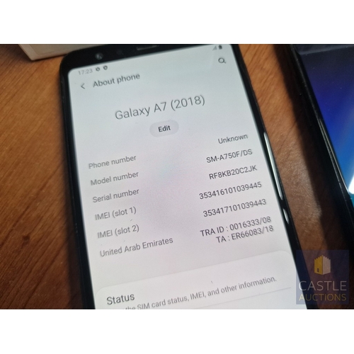 66 - 2 x Samsung Mobile Phones; Galaxy A7 and Galaxy A6+, * Both Tested and Working, Both A/F, One Screen... 